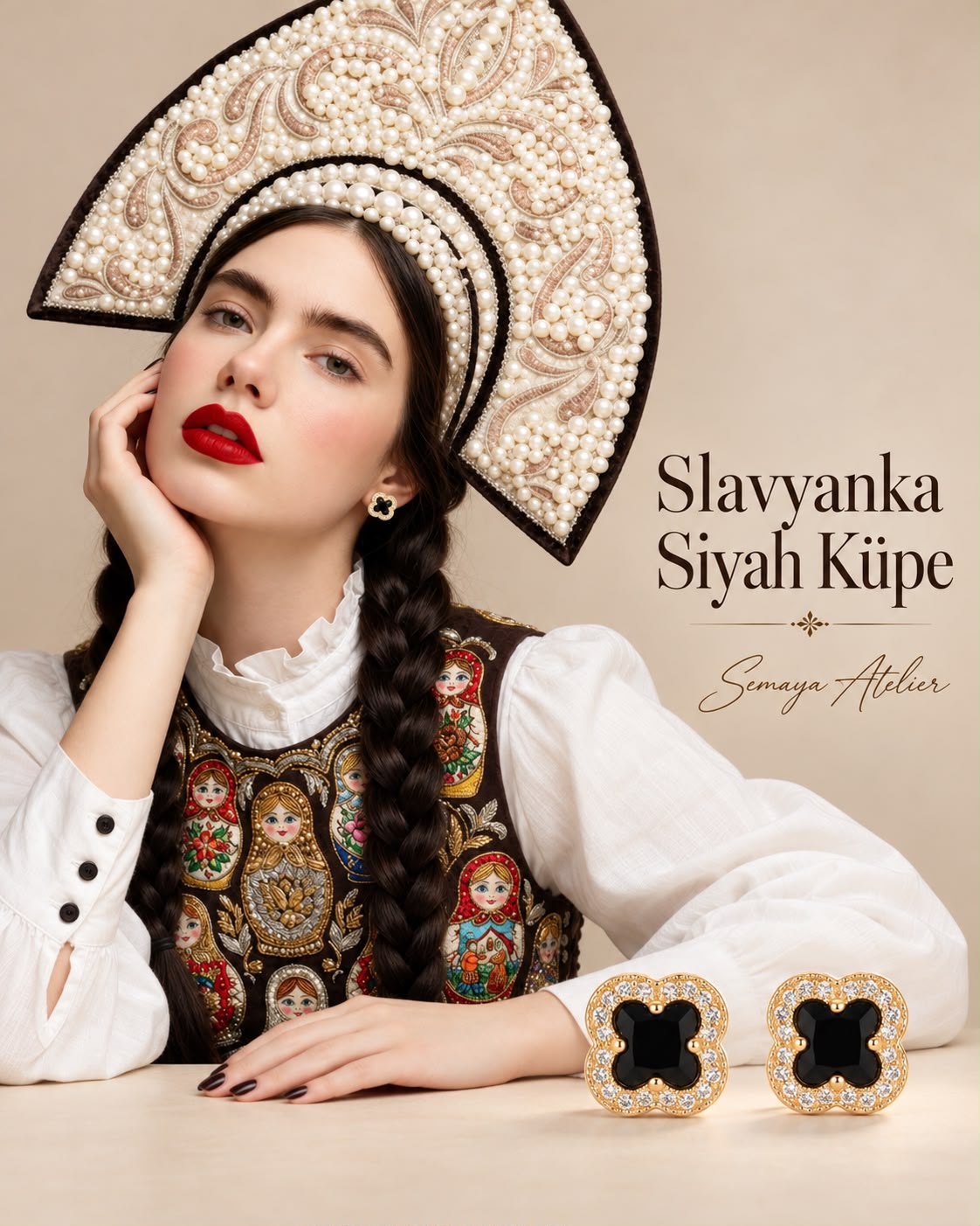 SLAVYANKA SİYAH KÜPE