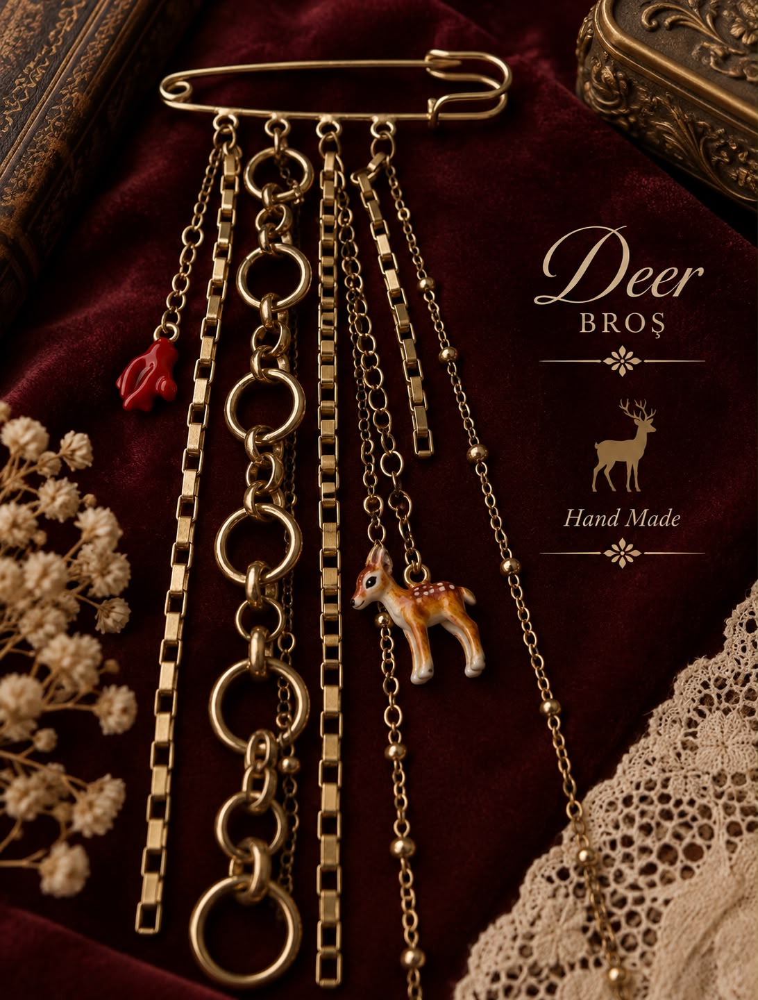 HANDMADE DEER BROŞ